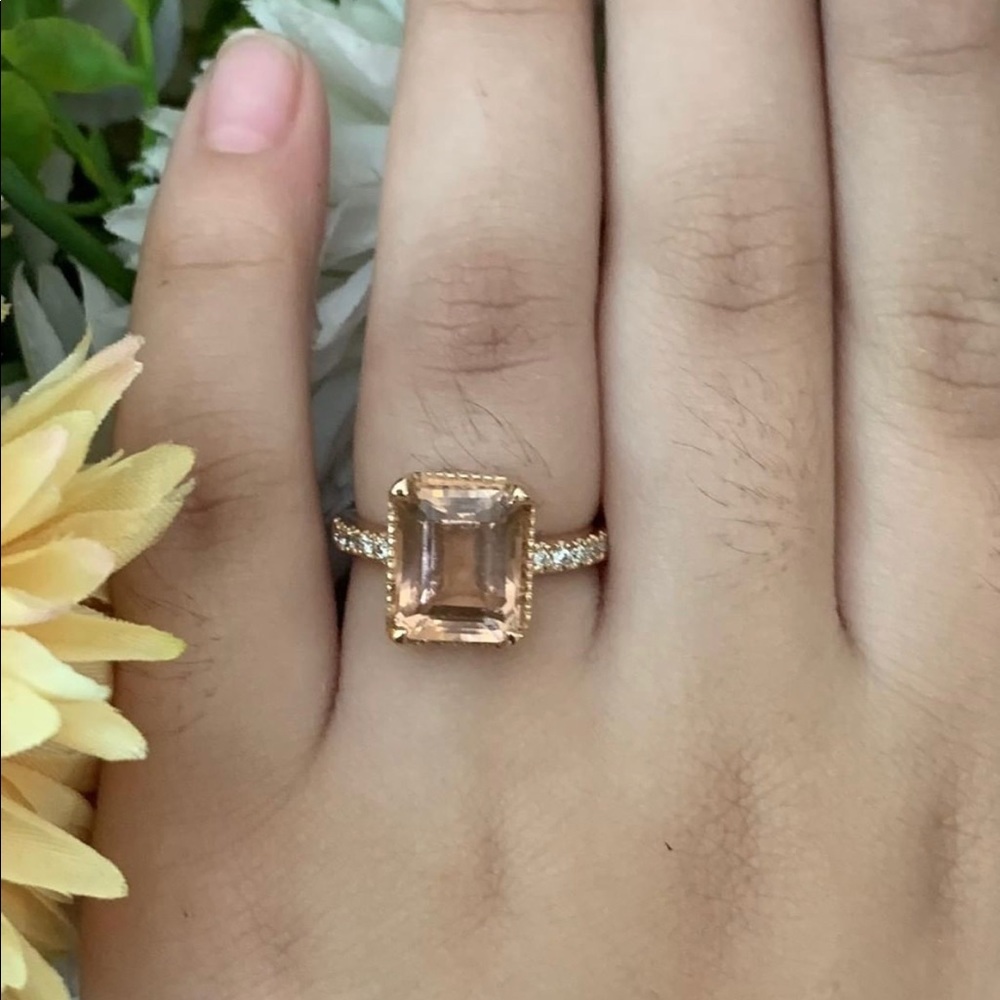 Morganite stone ring in 14k rose gold